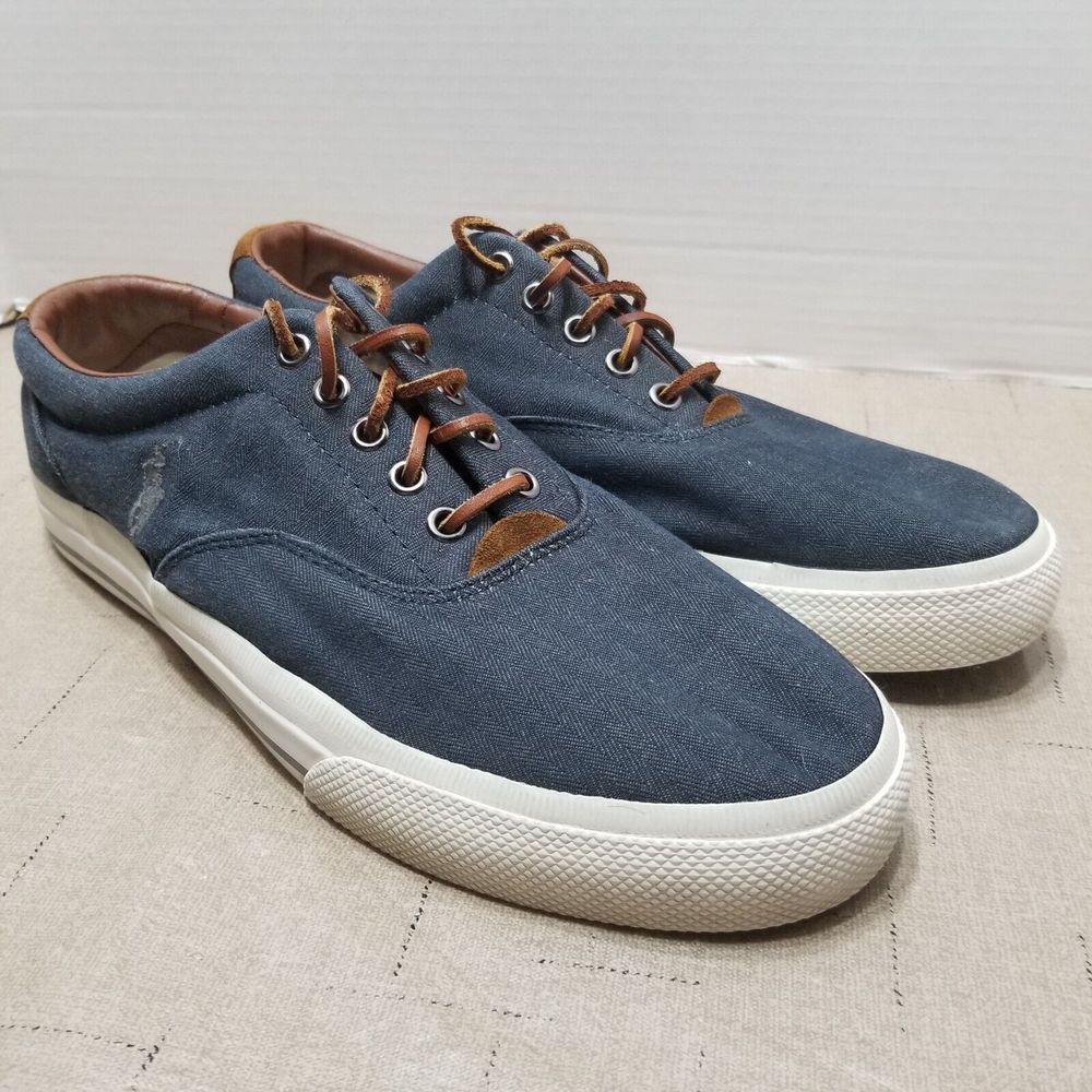 Polo Ralph Lauren Vaughn Shoes Men Size 10.5 D Blue Canvas Lace Up Sneakers